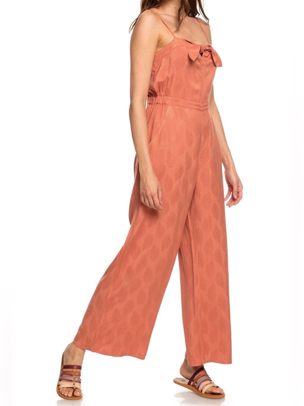 Roxy "Feel The Retro Spirit" Jacquard Palm Jumpsuit in Auburn - Size L